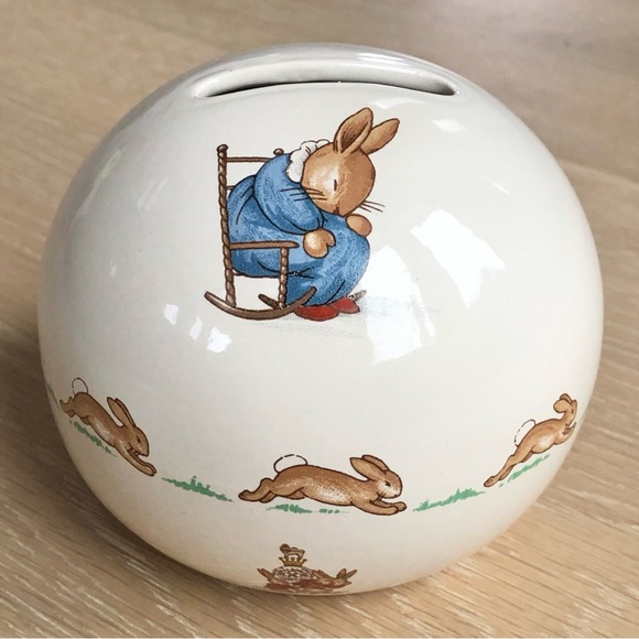 ⭐️Royal Doulton⭐️Bunnykins Coin Piggy bank Made in England Spherical Rabbit Kids - Picture 7 of 11